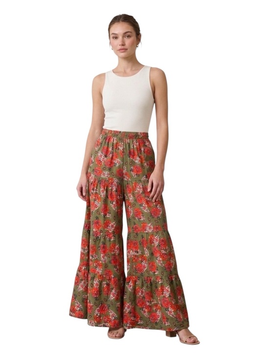 NATURAL LIFE Pants - Natural Life Wide Leg Pants Boho Floral Rayon Elastic Waist XS